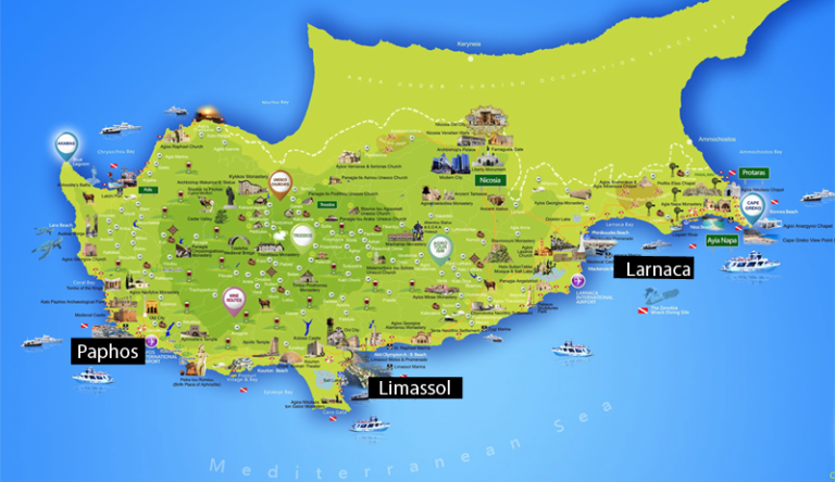 Verschiedene Charteranlaufstellen in Zypern